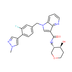 Cn1cc(-c2ccc(Cn3cc(C(=O)N[C@H]4COCC[C@@H]4O)c4ncccc43)cc2F)cn1 ZINC000473134341