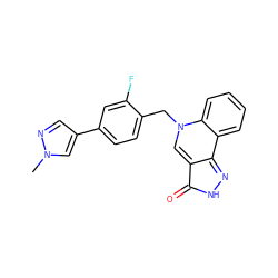 Cn1cc(-c2ccc(Cn3cc4c(=O)[nH]nc-4c4ccccc43)c(F)c2)cn1 ZINC000299821464