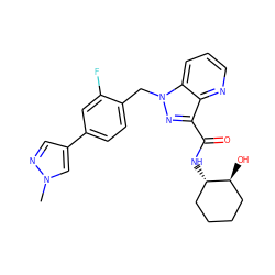 Cn1cc(-c2ccc(Cn3nc(C(=O)N[C@H]4CCCC[C@@H]4O)c4ncccc43)c(F)c2)cn1 ZINC000473135117