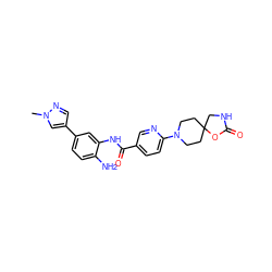 Cn1cc(-c2ccc(N)c(NC(=O)c3ccc(N4CCC5(CC4)CNC(=O)O5)nc3)c2)cn1 ZINC000169352288