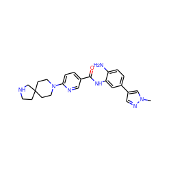 Cn1cc(-c2ccc(N)c(NC(=O)c3ccc(N4CCC5(CCNC5)CC4)nc3)c2)cn1 ZINC000040891641