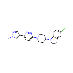 Cn1cc(-c2ccc(N3CCC(N4CCc5cc(Cl)ccc54)CC3)nn2)cn1 ZINC000103242982