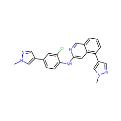 Cn1cc(-c2ccc(Nc3cc4c(-c5cnn(C)c5)cccc4cn3)c(Cl)c2)cn1 ZINC000207616461