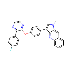 Cn1cc(-c2ccc(Oc3nccnc3-c3ccc(F)cc3)cc2)c2nc3ccccc3cc21 ZINC000299833169