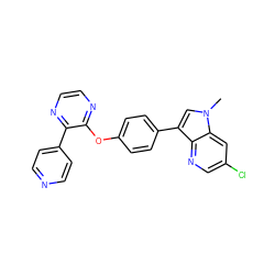 Cn1cc(-c2ccc(Oc3nccnc3-c3ccncc3)cc2)c2ncc(Cl)cc21 ZINC000299834706