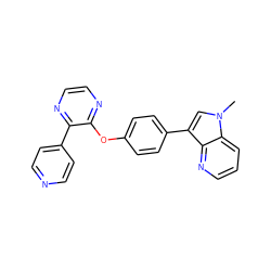 Cn1cc(-c2ccc(Oc3nccnc3-c3ccncc3)cc2)c2ncccc21 ZINC000217593306