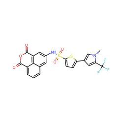 Cn1cc(-c2ccc(S(=O)(=O)Nc3cc4c5c(cccc5c3)C(=O)OC4=O)s2)cc1C(F)(F)F ZINC000095581374