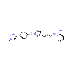 Cn1cc(-c2ccc(S(=O)(=O)n3ccc(/C=C/C(=O)Nc4ccccc4N)c3)cc2)cn1 ZINC000034851244