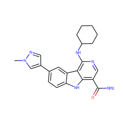 Cn1cc(-c2ccc3[nH]c4c(C(N)=O)cnc(NC5CCCCC5)c4c3c2)cn1 ZINC000072125036