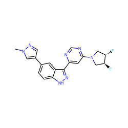 Cn1cc(-c2ccc3[nH]nc(-c4cc(N5C[C@H](F)[C@@H](F)C5)ncn4)c3c2)cn1 ZINC000225558075