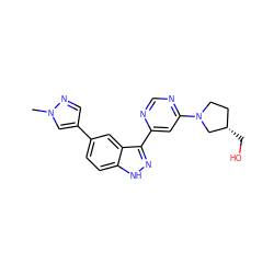 Cn1cc(-c2ccc3[nH]nc(-c4cc(N5CC[C@H](CO)C5)ncn4)c3c2)cn1 ZINC000225557765