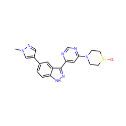 Cn1cc(-c2ccc3[nH]nc(-c4cc(N5CC[S+]([O-])CC5)ncn4)c3c2)cn1 ZINC000225557983