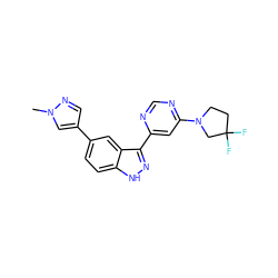 Cn1cc(-c2ccc3[nH]nc(-c4cc(N5CCC(F)(F)C5)ncn4)c3c2)cn1 ZINC000225564685