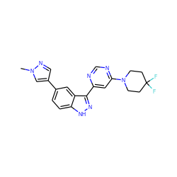 Cn1cc(-c2ccc3[nH]nc(-c4cc(N5CCC(F)(F)CC5)ncn4)c3c2)cn1 ZINC000225553249