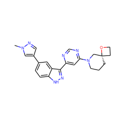 Cn1cc(-c2ccc3[nH]nc(-c4cc(N5CCC[C@]6(CCO6)C5)ncn4)c3c2)cn1 ZINC000225558118