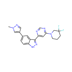 Cn1cc(-c2ccc3[nH]nc(-c4cc(N5CCCC(F)(F)C5)ncn4)c3c2)cn1 ZINC000225554171