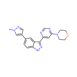 Cn1cc(-c2ccc3[nH]nc(-c4cc(N5CCOCC5)ncn4)c3c2)cn1 ZINC000221077257