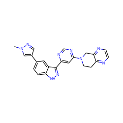 Cn1cc(-c2ccc3[nH]nc(-c4cc(N5CCc6nccnc6C5)ncn4)c3c2)cn1 ZINC000225571398