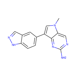 Cn1cc(-c2ccc3[nH]ncc3c2)c2nc(N)ncc21 ZINC000045339597