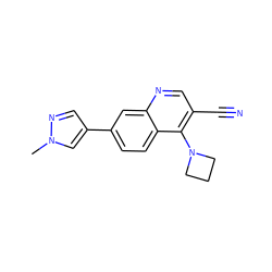 Cn1cc(-c2ccc3c(N4CCC4)c(C#N)cnc3c2)cn1 ZINC000095602795