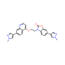 Cn1cc(-c2ccc3c(OCCn4c(=O)oc5cc(-c6cnn(C)c6)ccc54)ccnc3c2)cn1 ZINC000653747394