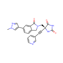 Cn1cc(-c2ccc3c(c2)C(=O)N(C[C@]2(C#Cc4cccnc4)NC(=O)NC2=O)C3)cn1 ZINC000143557502