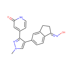 Cn1cc(-c2ccc3c(c2)CC/C3=N\O)c(-c2cc[nH]c(=O)c2)n1 ZINC000040976817