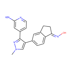 Cn1cc(-c2ccc3c(c2)CC/C3=N\O)c(-c2ccnc(N)c2)n1 ZINC000040425242
