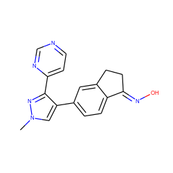 Cn1cc(-c2ccc3c(c2)CC/C3=N\O)c(-c2ccncn2)n1 ZINC000040429142