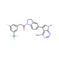 Cn1cc(-c2ccc3c(c2)CCN3C(=O)Cc2cc(F)cc(C(F)(F)F)c2)c2c(N)ncnc21 ZINC000077293197