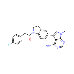 Cn1cc(-c2ccc3c(c2)CCN3C(=O)Cc2ccc(F)cc2)c2c(N)ncnc21 ZINC000095552687