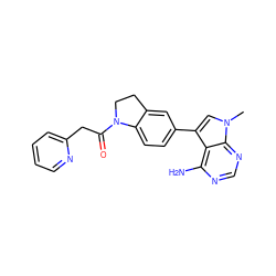 Cn1cc(-c2ccc3c(c2)CCN3C(=O)Cc2ccccn2)c2c(N)ncnc21 ZINC000096285840