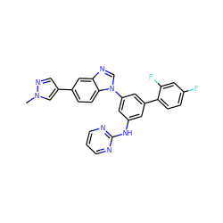 Cn1cc(-c2ccc3c(c2)ncn3-c2cc(Nc3ncccn3)cc(-c3ccc(F)cc3F)c2)cn1 ZINC001772622330