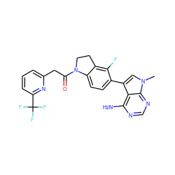 Cn1cc(-c2ccc3c(c2F)CCN3C(=O)Cc2cccc(C(F)(F)F)n2)c2c(N)ncnc21 ZINC000096285831