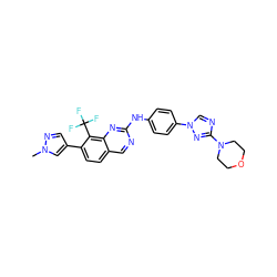 Cn1cc(-c2ccc3cnc(Nc4ccc(-n5cnc(N6CCOCC6)n5)cc4)nc3c2C(F)(F)F)cn1 ZINC000071329161