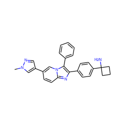 Cn1cc(-c2ccc3nc(-c4ccc(C5(N)CCC5)cc4)c(-c4ccccc4)n3c2)cn1 ZINC000113656929