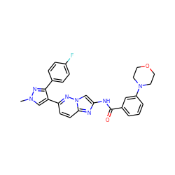 Cn1cc(-c2ccc3nc(NC(=O)c4cccc(N5CCOCC5)c4)cn3n2)c(-c2ccc(F)cc2)n1 ZINC001772613910