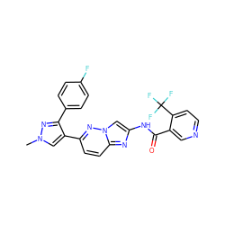 Cn1cc(-c2ccc3nc(NC(=O)c4cnccc4C(F)(F)F)cn3n2)c(-c2ccc(F)cc2)n1 ZINC001772646446