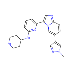 Cn1cc(-c2ccc3ncc(-c4cccc(NC5CCNCC5)n4)n3c2)cn1 ZINC000029044795