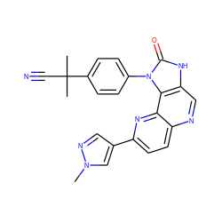 Cn1cc(-c2ccc3ncc4[nH]c(=O)n(-c5ccc(C(C)(C)C#N)cc5)c4c3n2)cn1 ZINC000118532845