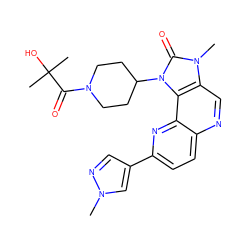 Cn1cc(-c2ccc3ncc4c(c3n2)n(C2CCN(C(=O)C(C)(C)O)CC2)c(=O)n4C)cn1 ZINC000118542963