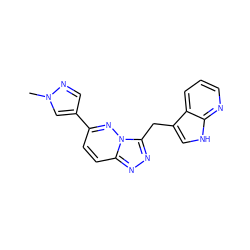 Cn1cc(-c2ccc3nnc(Cc4c[nH]c5ncccc45)n3n2)cn1 ZINC000096284604