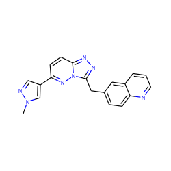 Cn1cc(-c2ccc3nnc(Cc4ccc5ncccc5c4)n3n2)cn1 ZINC000043170517