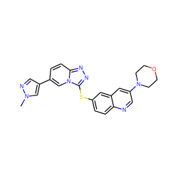 Cn1cc(-c2ccc3nnc(Sc4ccc5ncc(N6CCOCC6)cc5c4)n3c2)cn1 ZINC000204999913