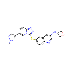 Cn1cc(-c2ccc3nnc(Sc4ccc5ncc(NC6COC6)cc5c4)n3c2)cn1 ZINC000218804310