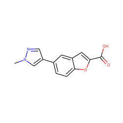 Cn1cc(-c2ccc3oc(C(=O)O)cc3c2)cn1 ZINC000071282421