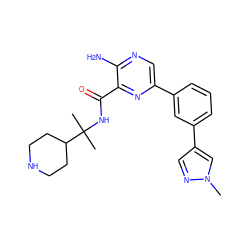 Cn1cc(-c2cccc(-c3cnc(N)c(C(=O)NC(C)(C)C4CCNCC4)n3)c2)cn1 ZINC000084633820