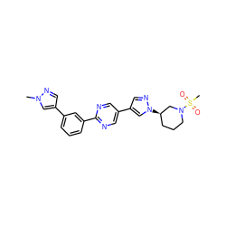 Cn1cc(-c2cccc(-c3ncc(-c4cnn([C@@H]5CCCN(S(C)(=O)=O)C5)c4)cn3)c2)cn1 ZINC000219869963