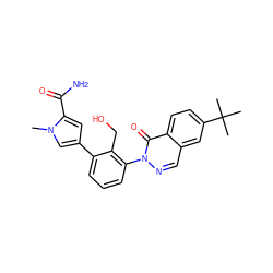 Cn1cc(-c2cccc(-n3ncc4cc(C(C)(C)C)ccc4c3=O)c2CO)cc1C(N)=O ZINC000143534833