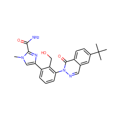 Cn1cc(-c2cccc(-n3ncc4cc(C(C)(C)C)ccc4c3=O)c2CO)nc1C(N)=O ZINC000143532886